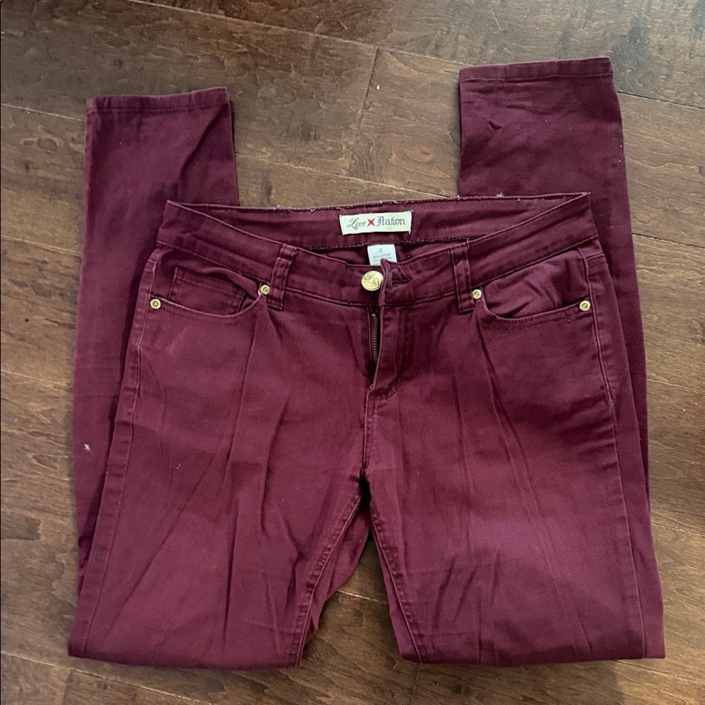 Love nation red skinny pants size 4 GUC